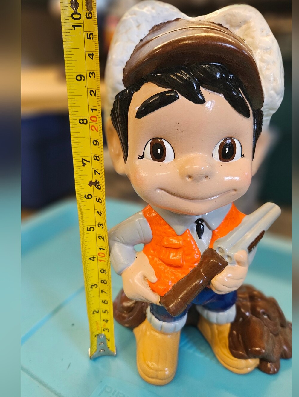Vtg Smiley Hunter Boy With Rifle Atlantic Mold Cermaic Hound Dog